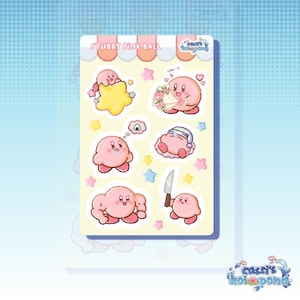 pink round ball vinyl sticker sheet | cute stickers, waterproof, laptop, water bottle, journal, scrapbook, video game