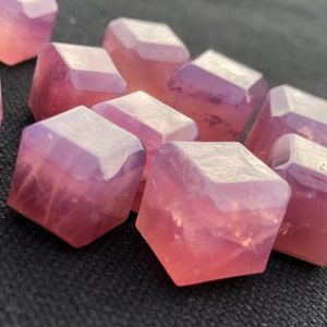 Lavender Rose Quartz Cube | 11 - 14 mm Rose Quartz Cube | Heart Chakra Crystals for Healing  Anahata | Pink Crystals for Love