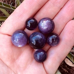 Gem-Quality Lepidolite Mini Sphere | Tiny Purple Crystal Ball | Gemmy Lepidolite Crystal Orb for Crown Chakra | Lepidolite Marble 13mm 17mm