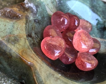 One Tiny Strawberry Quartz Crystal Heart for Love | Metaphysical Crystals for Healing | Heart Crystal for Crystal Grid | Pink Heart