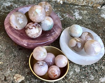 Mini Flower Agate Sphere | Choose Your Own Pink Crystals for Heart Chakra Healing | Reiki Crystals | Flower Agate Crystal Ball |