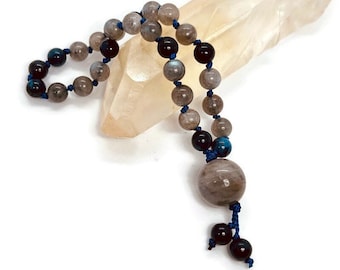27 Labradorite Mala Beads | 6mm Dumortierite Prayer Beads | Pocket Mala for Yoga Meditation | Labradorite Mini Mala with 27, 6mm Beads