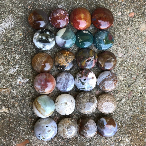 Ocean Jasper Mini Palm Stones | Mini Moon Crystals | Moon Phase | OJ Pocket Stone | Ocean Jasper Tumbled Stone | Button