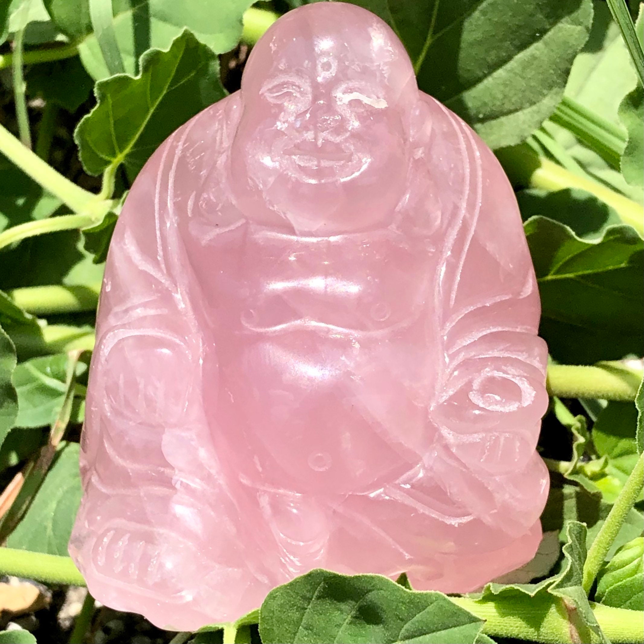 Pink Rose Quartz Crystal Buddha Happy Buddha Statue | Etsy