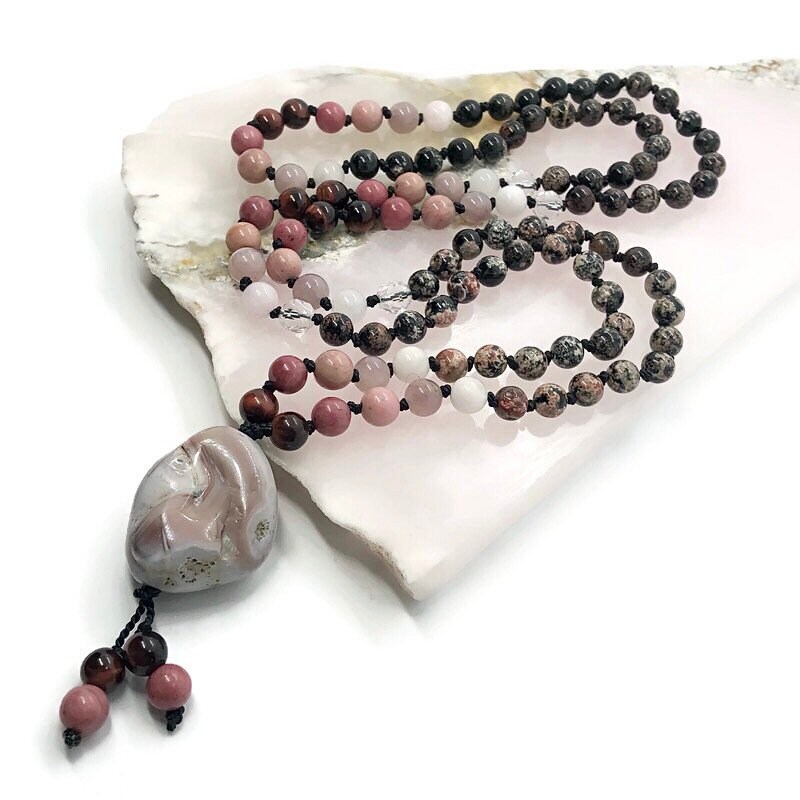 Cherry Blossom Jasper Mala Bead Necklace with 108 6mm Beads | Etsy