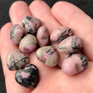 Pink Rhodonite Crystal Heart: Heart Chakra Stone (15mm)
