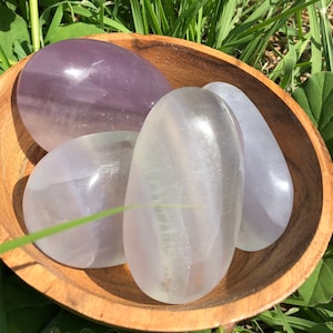 Lavender Fluorite Palm Stones | Lavender Fluorite Specimen | Sacred Altar | Crystal Altar | Ritual | Meditation | Magic | Light Purple |