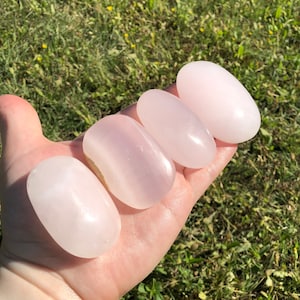 Pink Mangano Calcite Palm Stone for Meditation | Pink Calcite Palm | Healing Crystals | Heart and Crown Chakra | Yoga Gift | Pink Crystal