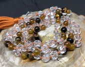 Quartz Mala / Grossular Garnet Mala / Tiger Eye Mala / Quartz Crystal Necklace / Prayer Beads / Yoga Necklace / Meditation / Japa / Boho