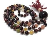 Red Tiger Eye Mala Necklace for Meditation and Yoga / Mala Beads / Prayer Beads / Meditation / Yoga Necklace / Japa Mala / Rainbow Moonstone