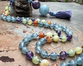 Blue Calcite Mala Beads Necklace, Golden Opal Mala Necklace, Green Onxy Mala Necklace, Purple Amethyst Mala Necklace, Japa, Yoga, Kundalini