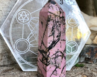 Rhodonite Crystal Tower | Pink Crystal Point | Pink Rhodonite | Pink Crystals for Heart Chakra | Choose Your Own Rhodonite Tower