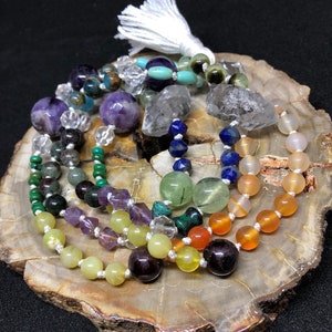 Rainbow Beaded Necklace, Chakra Mala, Rainbow Mala, Boho Necklace, Yoga Mala, Meditation Beads, Yoga Teacher Training, Birthday, LGBTQ