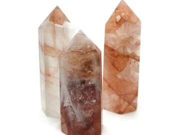 Red Fire Quartz Crystal Towers | Hematoid Quartz Crystal Points | Crystals for Gridding | Crystal Grid | Root Chakra | Red Hematite Quartz