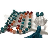 Turquoise Mala Beads Necklace / Quartz / Carnelian Mala / Prayer Beads / Japa / Chakra / Yoga / Meditation / Gift / Kundalini / Sunstone