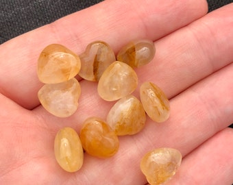 One Tiny Golden Healer Puffy Heart Crystal | Miniature Crystals | Solar Plexus Chakra | 12 mm Golden Healer Heart for Metaphysical Healing