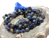 108 Bead Yoga Mala Necklace for Meditation | Mala Beads for Man or Woman | Unisex Spiritual Gift | Yoga and Meditation | Blue Japa Mala |