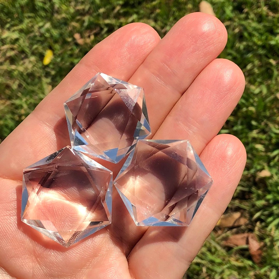 Choose One Clear Quartz Star of David Carving Quartz Hexagon Reiki Crystals Crystal Carvings Sun
