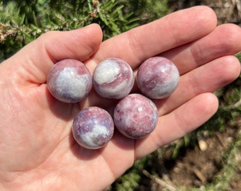 Pink Tourmaline in Lepidolite Sphere | You Choose Your Own Unicorn Stone Crystal Ball | Purple Crystals for Reiki, Gridding, Magic | Orb