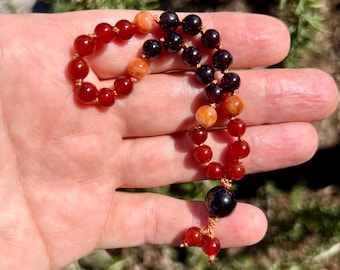 Carnelian Mala Beads | 27 Bead Garnet Pocket Mala | Orange Calcite Wrist Mala | Travel Mala | 6mm | Yoga and Meditation Gift | Japa Mala