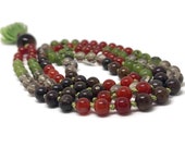 Carnelian Mala Beads for Creativity | Yoga and Meditation | Japa | Tiger Eye and Bronzite  for Courage | Jade Stone for Harmony | Prayer