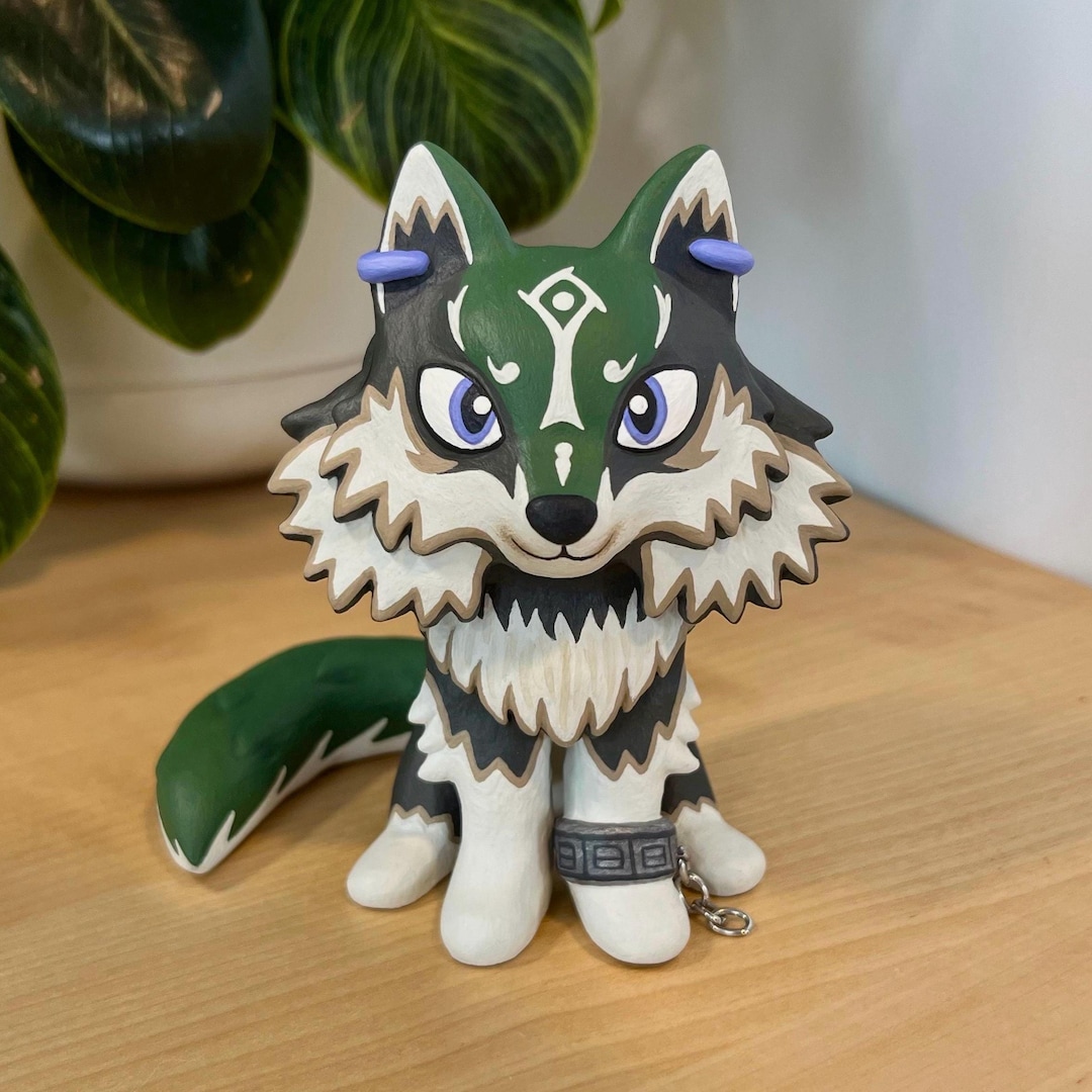 Wolf Link Clay Figure - Handmade Zelda Twilight Princess Inspired