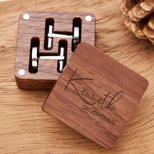 Personalized Cufflinks Box,Engraved Wooden Cufflinks,Anniversary Gifts for Husband,Groomsman Cufflinks with Box,Wedding Gifts,Men Cufflinks
