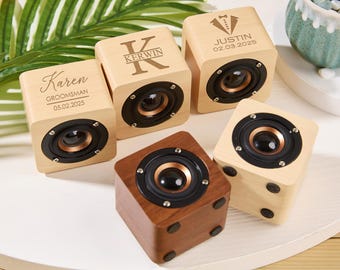 Groomsmen Gifts,Personalized Bluetooth Speaker,Engraved Portable Bluetooth Speaker,Mini Wood Speaker,Bridesmaid Gifts,Rechargeable Speaker