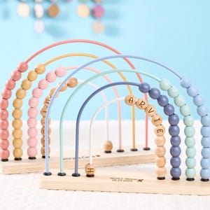 Personalized Montessori Abacus,Custom Wooden Engraved Abacus,Kid Rainbow Abacus,Toddler Educational Toy,Baby Shower Gift,1st Birthday Gift