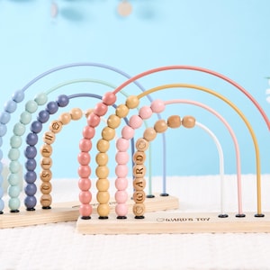 Custom Montessori Abacus,Personalized Rainbow Engraved Abacus,Wooden Nursery,Counting Tool For Baby,Baby Toy,New Baby Gift,New Mom Baby Gift