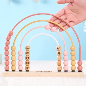 Personalized Rainbow Abacus,Custom Wooden Learning,Sensory Ev&Potique For New  Baby,Baby Toy,Montessori Abacus,Nursery Decor,Baby Name Gift