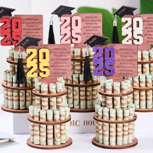 2025 Abschlussgeschenk Geldhalter, Gestufte Abschluss Geld Torte, Geschenkideen für Sie & Ihn, Holz Abschluss Geldhalter, personalisierte Abschlussgeschenke