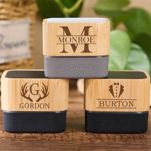 Personalized Bamboo Bluetooth Speaker,Custom Engraved Mini Speaker,Portable and Rechargeable Speaker,Anniversary Gift For Him,Groomsman Gift
