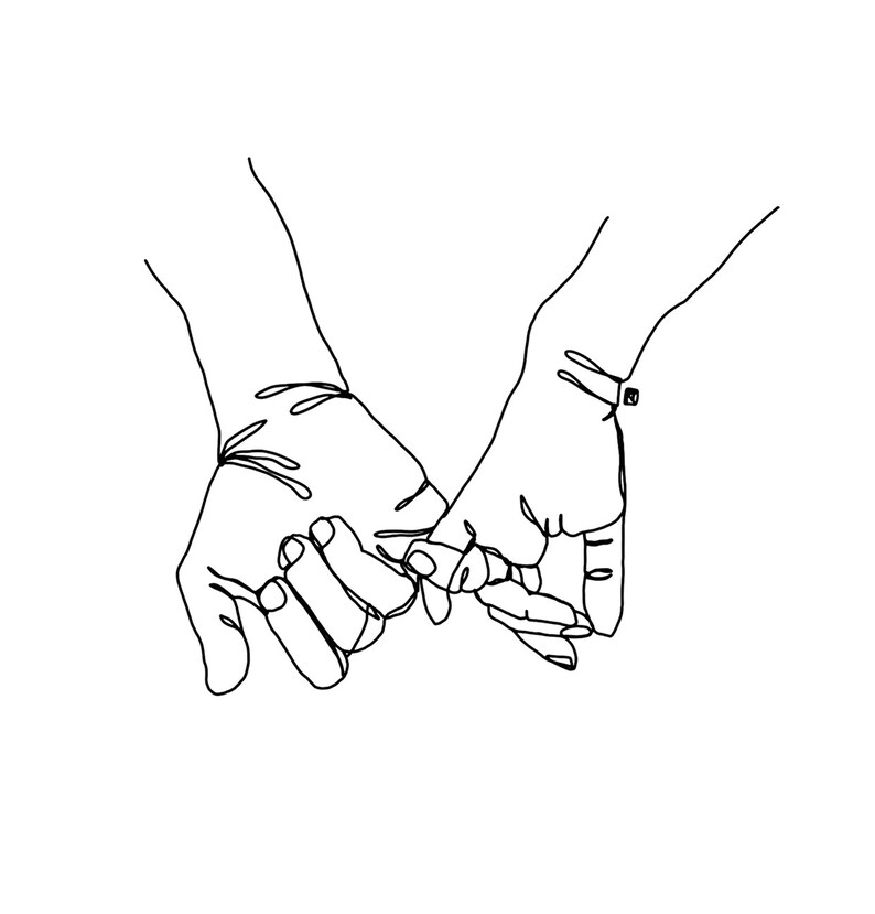  Women Holding Pinkies Hands Drawing Sketch Color for Beginner