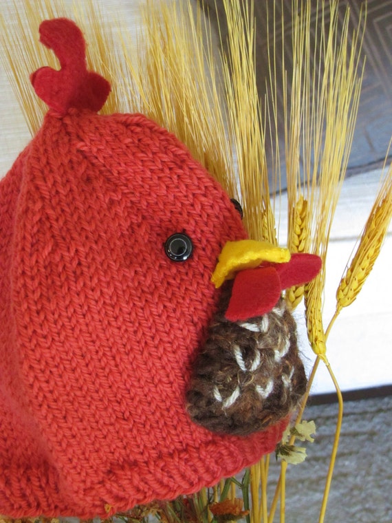 Harriet the Hen knit hat Etsy