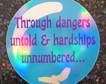 Through Dangers Untold Labyrinth movie vinyl holographic sticker