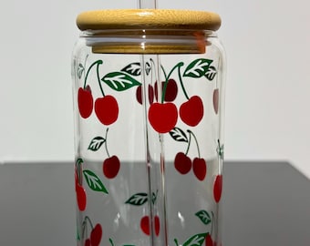 Cherries Glass Cup 16oz