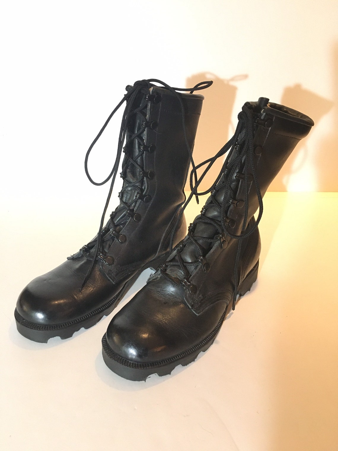 Vintage Mcrae Combat Jump Boots Black Leather Mens 4R 70s Era Etsy