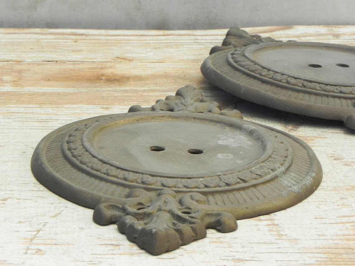 2 vintage brass wall sconce backplate lamp parts Etsy