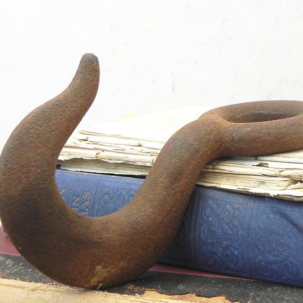 Salvaged large rusty vintage hook