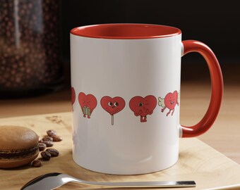 Charmante spielerische Herzen des Valentinstags Becher, roter Akzent, 11 oz, Valentinstagsgeschenk