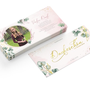 Personalisierte Dankeskarte zur Konfirmation mit Goldveredelung WIR gestalten für dich deine Dankeskarte Boho Stil