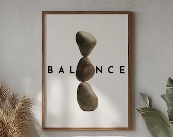 Lámina de equilibrio de piedras zen / Decoración minimalista para el hogar (Descarga digital)