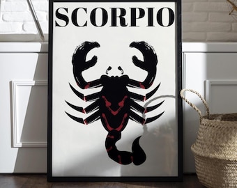 Scorpio Zodiac Wall Art | Astrology Print | Digital Download | Scorpio Gift | Modern Minimalist Decor