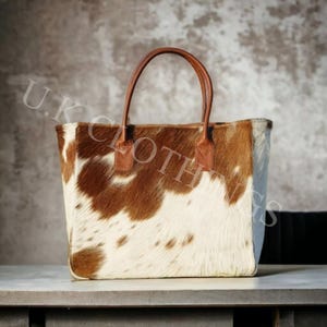 Western Cowhide Tote Bag Brown Cowhide Hair on 100% Leather Women Purse Bags
