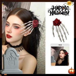 Halloween Ghost Hand Hair Clip, Resin Skeleton Hand Accessory, Spooky Cute Hair Ornament, Accent for Halloween Costume and Spooky Gifts