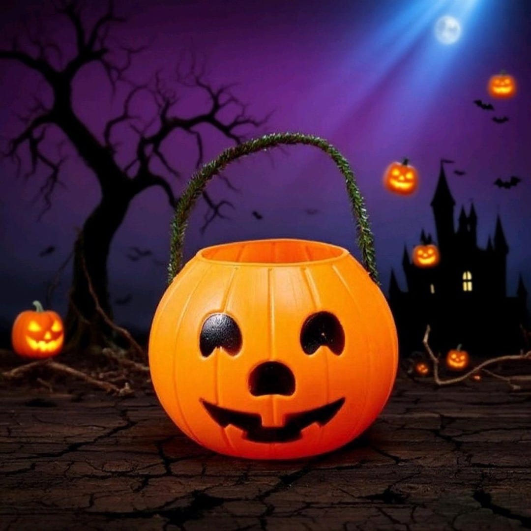 Halloween Pumpkin Buckets Trick or Treat Basket, Kids Candy Holder ...