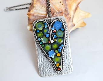 Hyacinth Floral Mosaic Glass Necklace