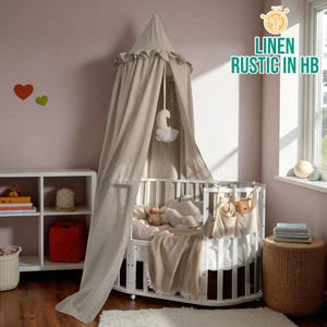 Linen Crib Canopy, Kids Canopy, Crib Netting, Reading Nook, Kids Room Decor, Mosquito Net Bed, Bed Curtains, Tulle Canopy, Hanging Canopy