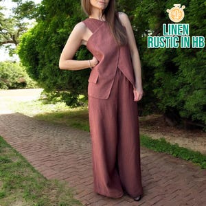 Criss Cross Linen Blouse, Summer Women Top And Pants, Summer Women Shirt, Two Piece Set Women, Loose Pants, Sleeveless Top, Minimalist Set